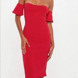 Red fitted Missguided MIDI Dress